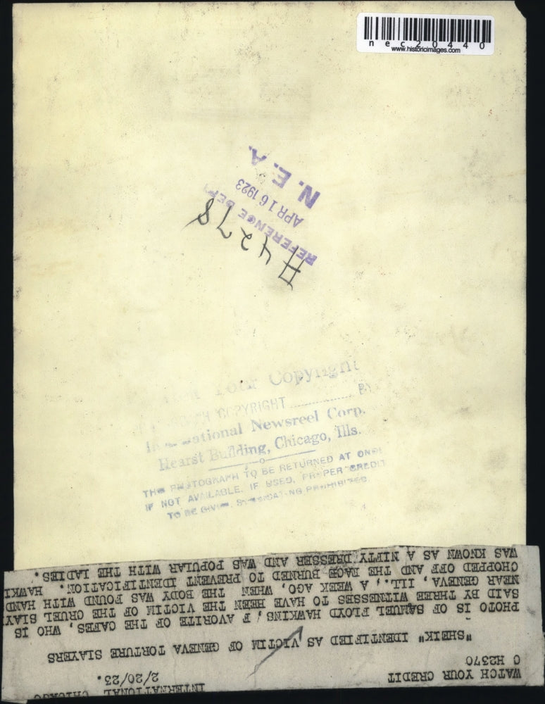 Load image into Gallery viewer, 1923 Press Photo Samuel Floyd Hawkins Found Dead Thought To Be Victim
