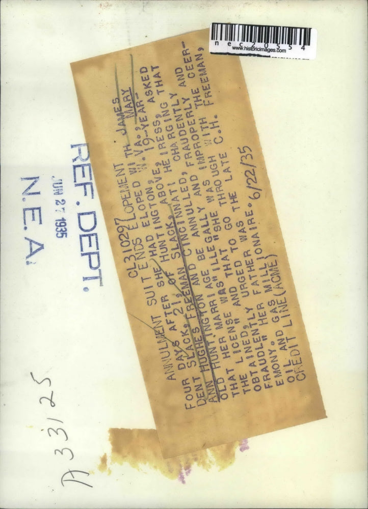 1935 Press Photo Mary Ann Hughes Freeman Slack at 19 Asks for Annulment Suit