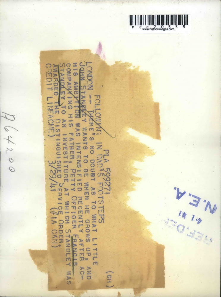 1941 Press Photo Petty Officer Francis Standley with Son John Standley