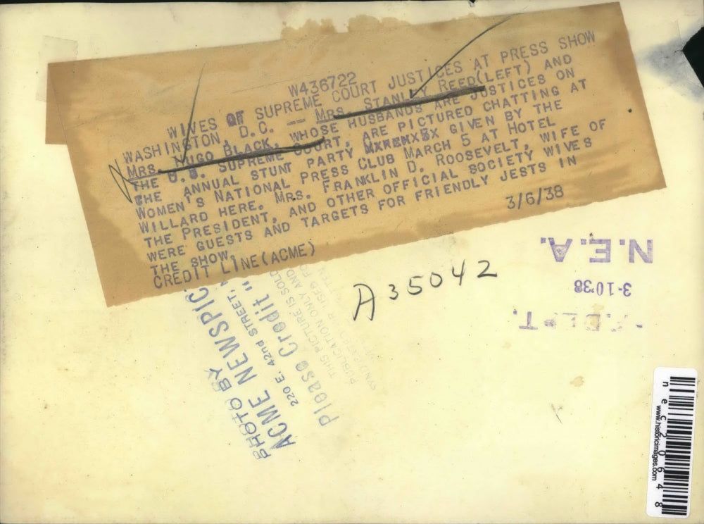 1938 Press Photo Mrs. Stanley Reed and Mrs Higo Black wives of Supreme Justices