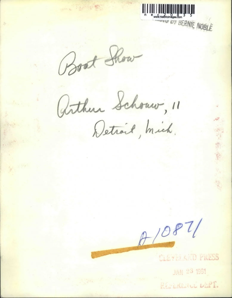 1961 Press Photo 11 Year Old Arthur Schow Falls Asleep At Detroit Boat Show