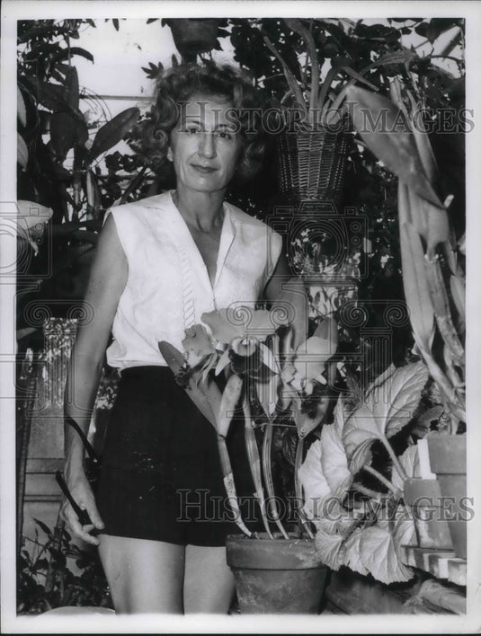 1962 Press Photo Mrs. Charles Saykaly in Rooftop Garden