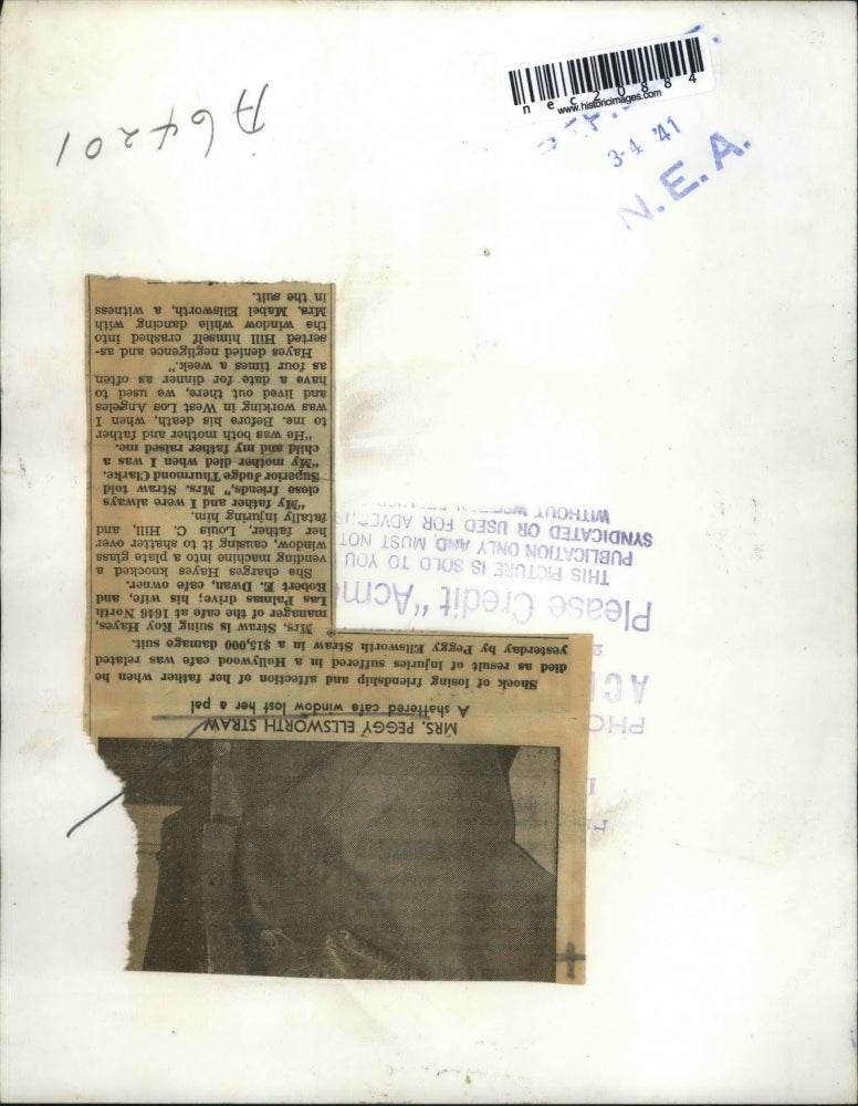 1941 Press Photo Mrs Peggy Ellsworth Straw, suing Roy Hayes and Robert E Dwan