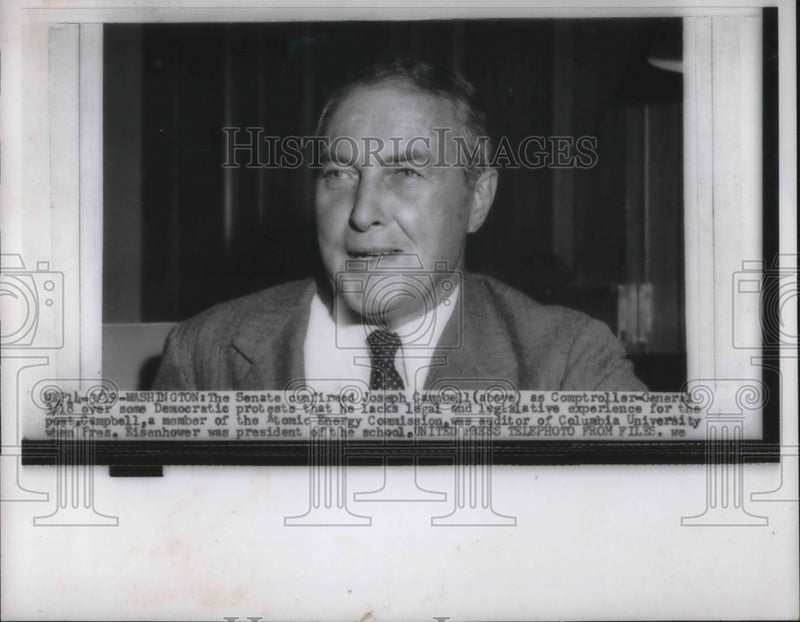 Load image into Gallery viewer, 1955 Press Photo Joseph Campbell Comptroller-General Despite Democrat Protests
