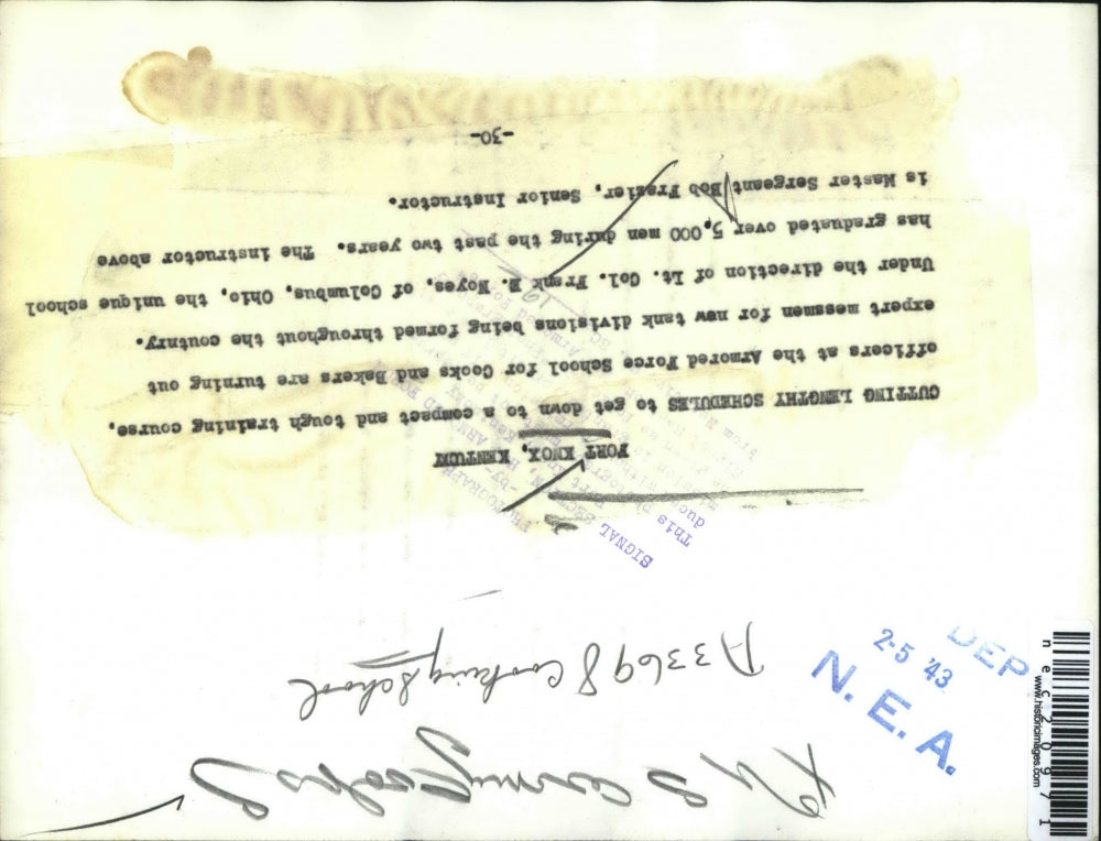 1943 Press Photo Chefs With Knives At Armored Force School For Cooks And Bakers