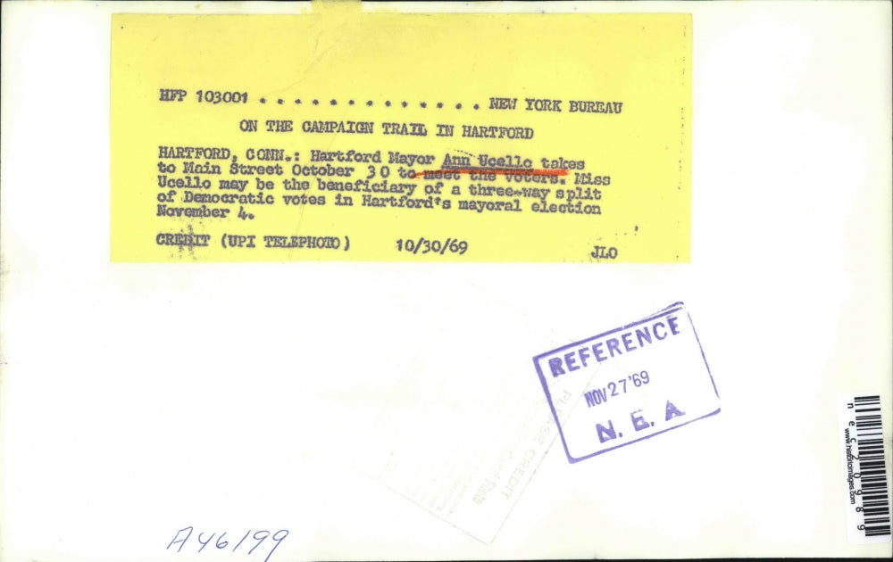 1969 Press Photo Hartford Mayor Ann Ucello Main St in Hartford