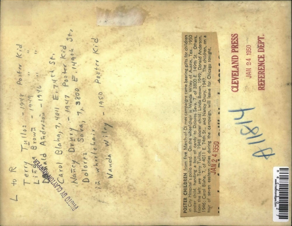 1950 Press Photo Tullos, Brown, Anderson, Blaha, Drury, Sara Wiley March of Dime