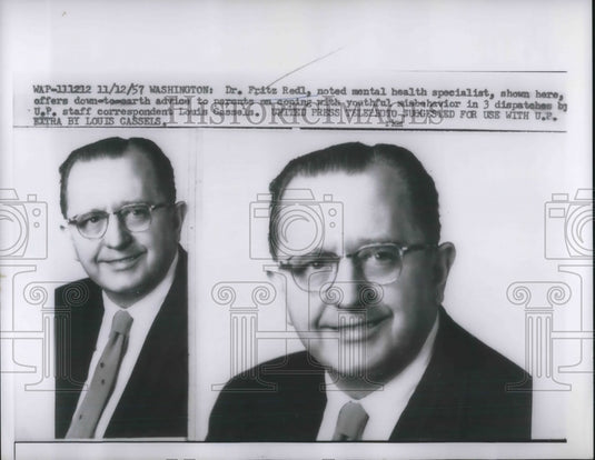 1957 Press Photo Washington D.C. Doctor Fritz Redl Louis Casselus