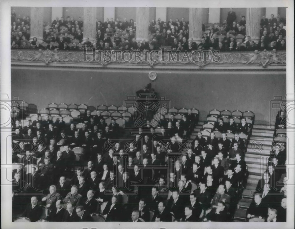 1945 Press Photo View Of Crowd At First Czech Parliament After WWII IN Prague