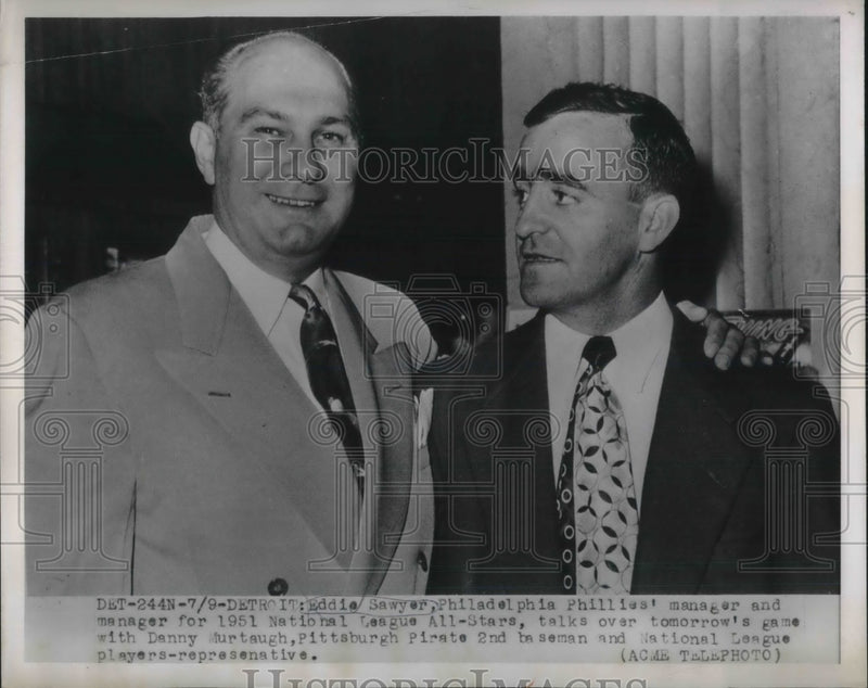 Load image into Gallery viewer, 1951 Press Photo Phillies Baseball Manager Eddie Sawyer Natl League All Stars
