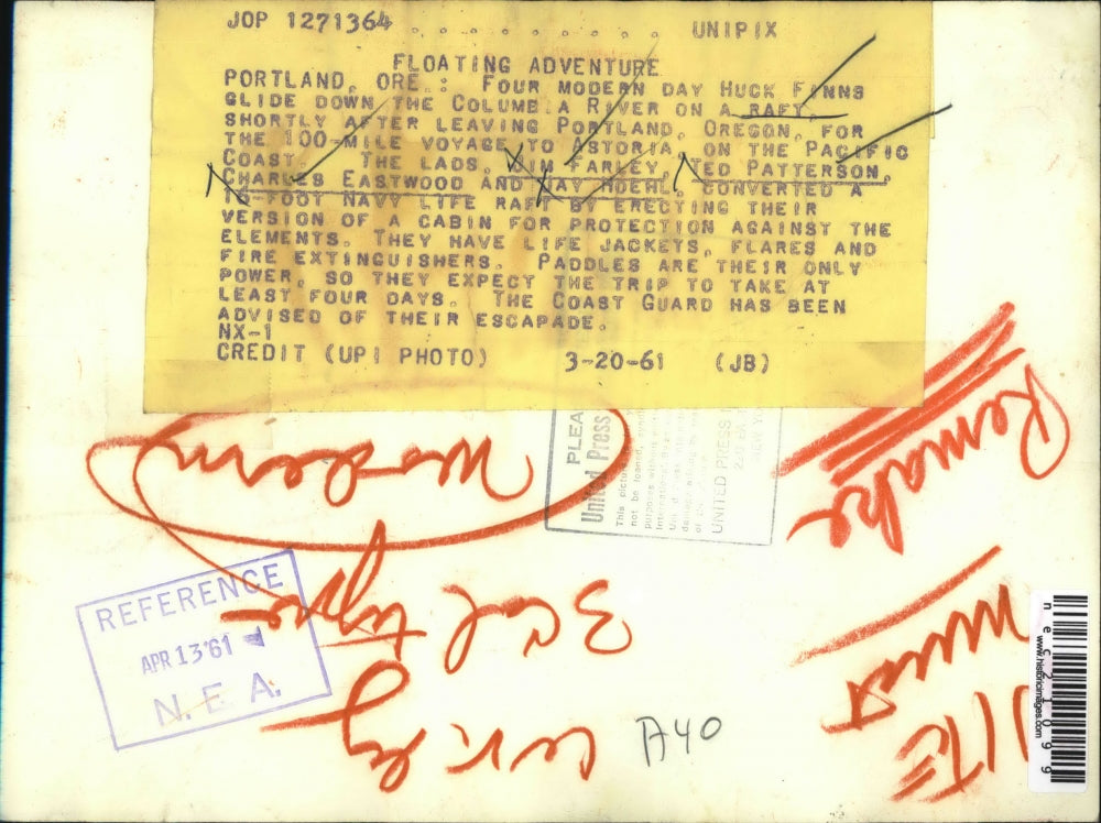 1961 Press Photo Modern Day Huck Finns Float On Raft Down River In Portland