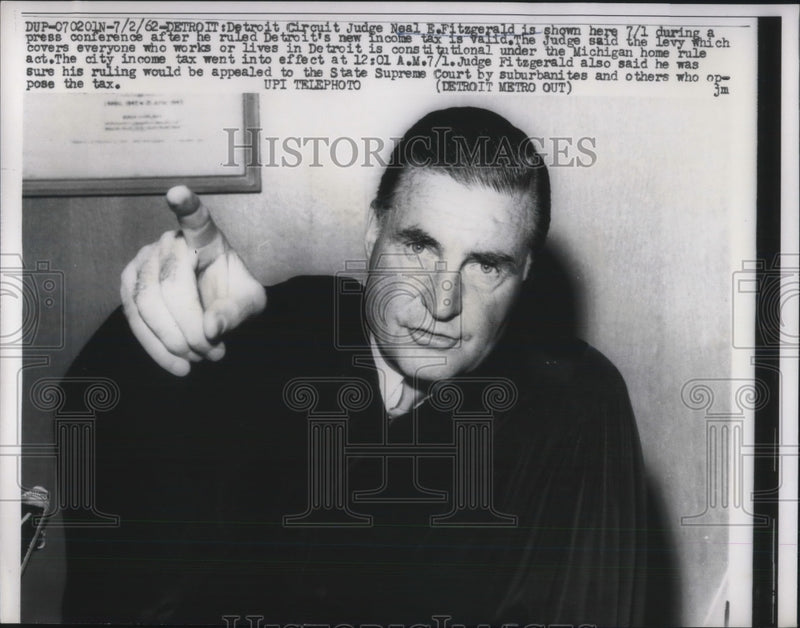 Load image into Gallery viewer, 1962 Press Photo Detroit Circuit Judge Neal Fitzgerald Validated Detroit Tax

