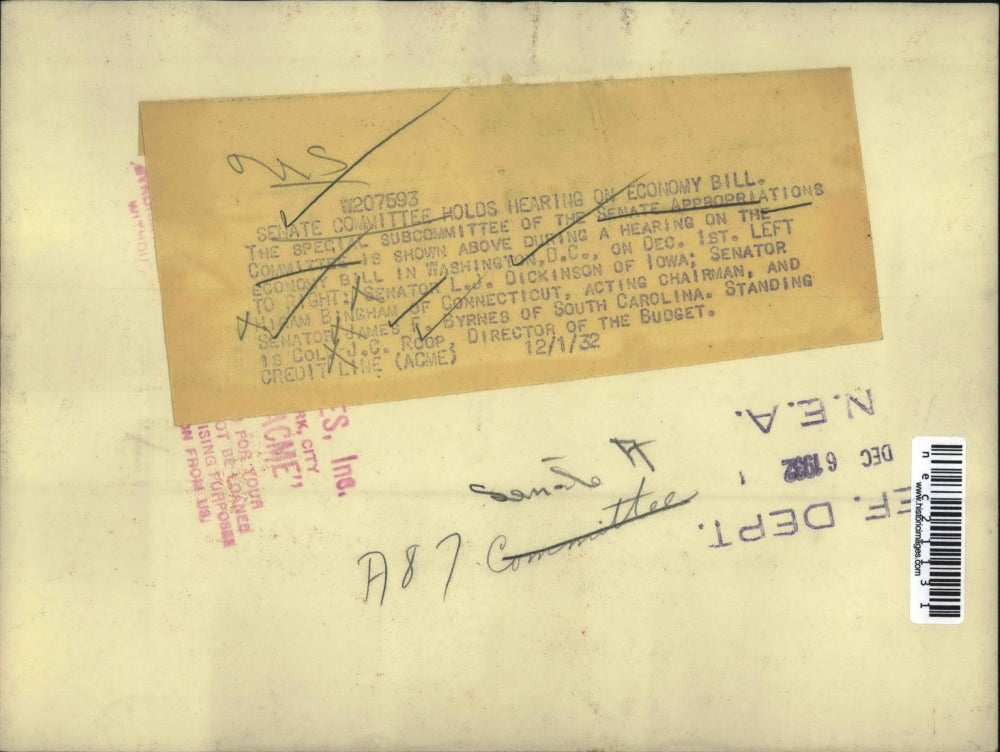 1932 Press Photo Senate Committee Holds hearing on economy bill