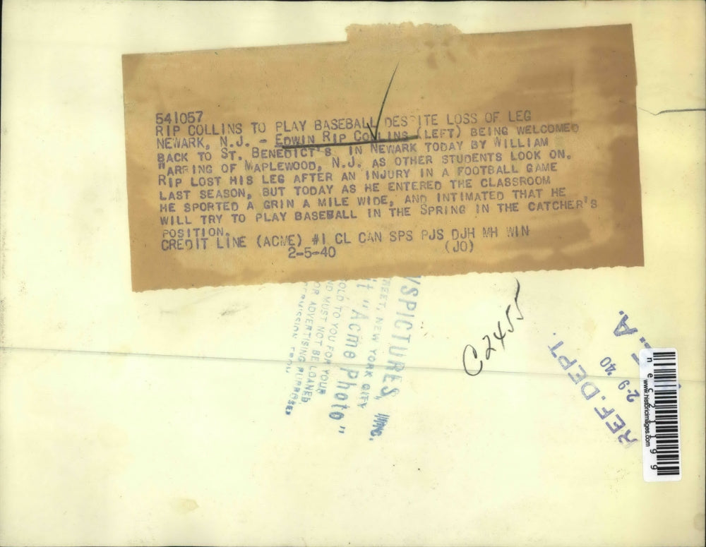 1940 Press Photo Edwin Collins Welcomed To St. Benedict Even After Loss Of Leg