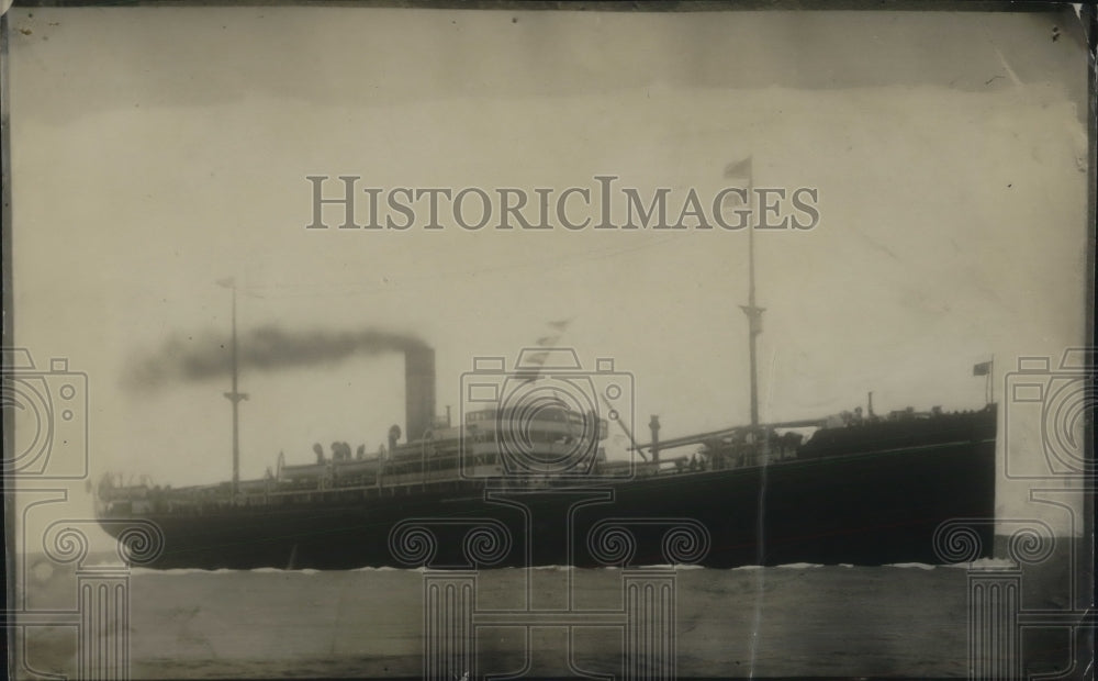 1925 Press Photo Japanese Steamer Ship Giny Maru On Fire Off Mexican Coast