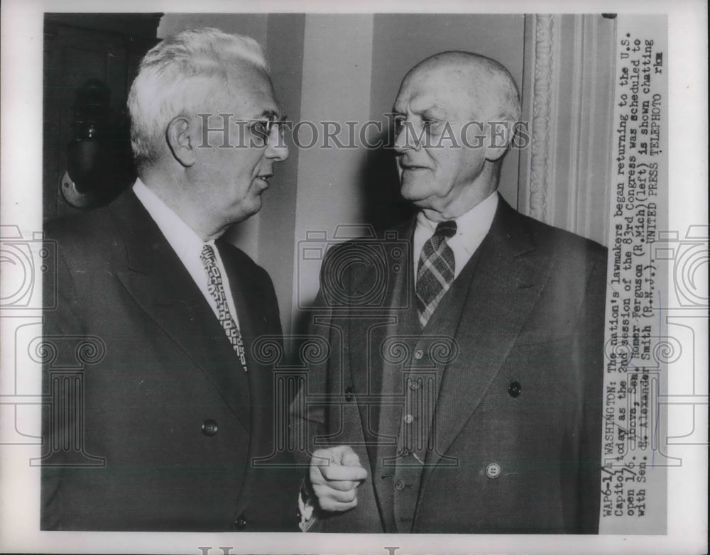 1954 Press Photo Michigan Senator Homer Ferguson And NJ Senator Alexander Smith