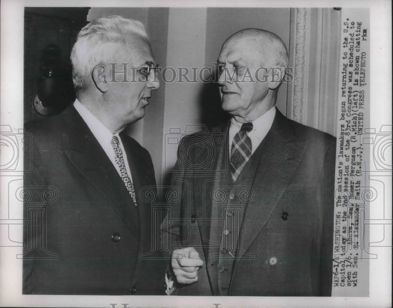 Load image into Gallery viewer, 1954 Press Photo Michigan Senator Homer Ferguson And NJ Senator Alexander Smith
