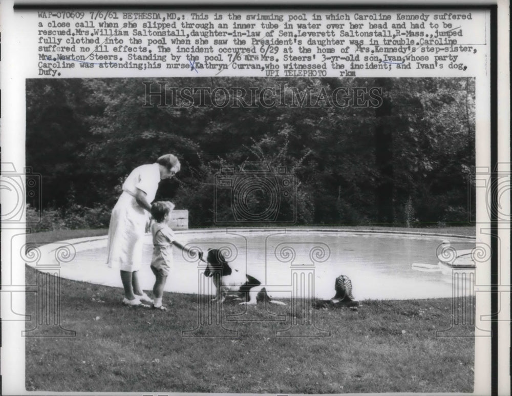 1961 Press Photo Pool Where President Kennedy's Daughter Caroline Almost Died