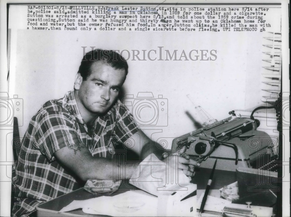 1961 Press Photo Frank Lester Sutton Killed Man For $1 And Cigarette - nec21402