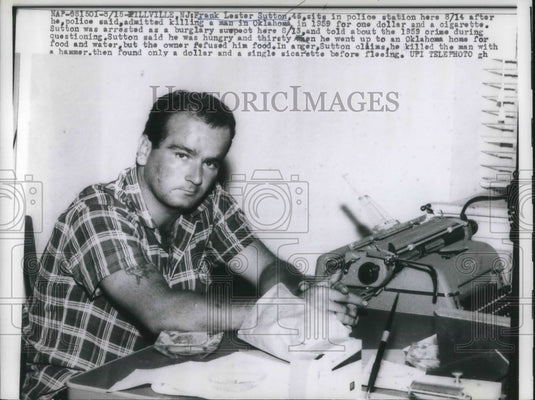 1961 Press Photo Frank Lester Sutton Killed Man For $1 And Cigarette - nec21402