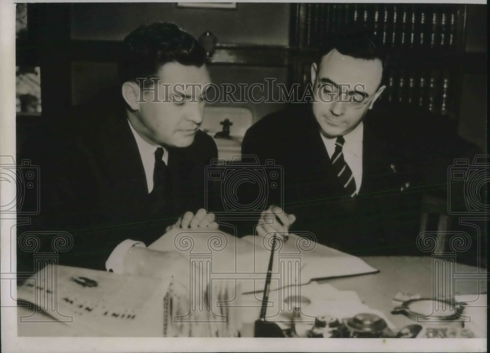 1938 Press Photo Asst Atty General John Cassidy with State Atty Rayburn Russell