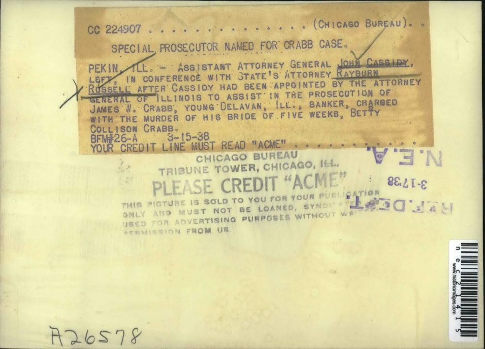 1938 Press Photo Asst Atty General John Cassidy with State Atty Rayburn Russell