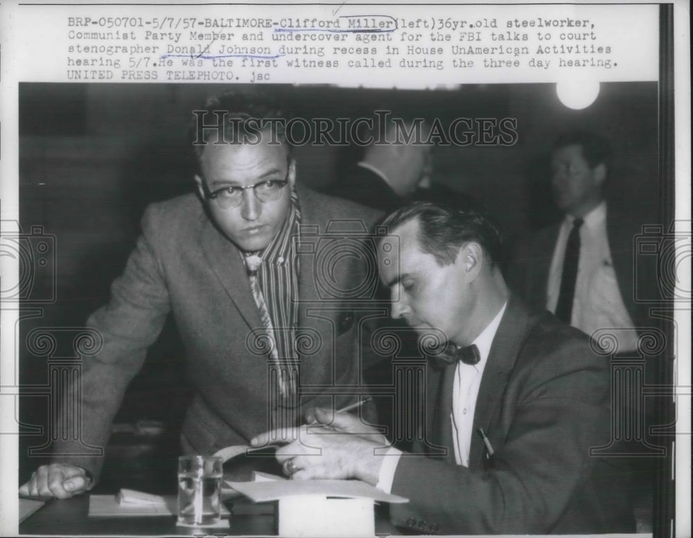 1957 Press Photo Clifford Miller, Communist Party Member and Undercover FBI