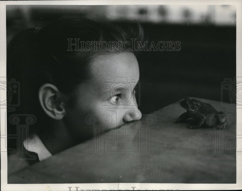 Load image into Gallery viewer, 1961 Press Photo Fifth-Grade Student Looking at Toad
