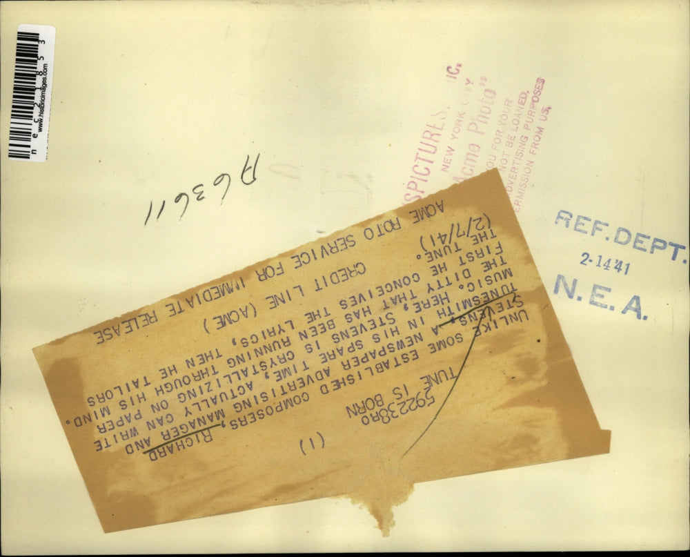 1941 Press Photo Richard Stevens, Composer