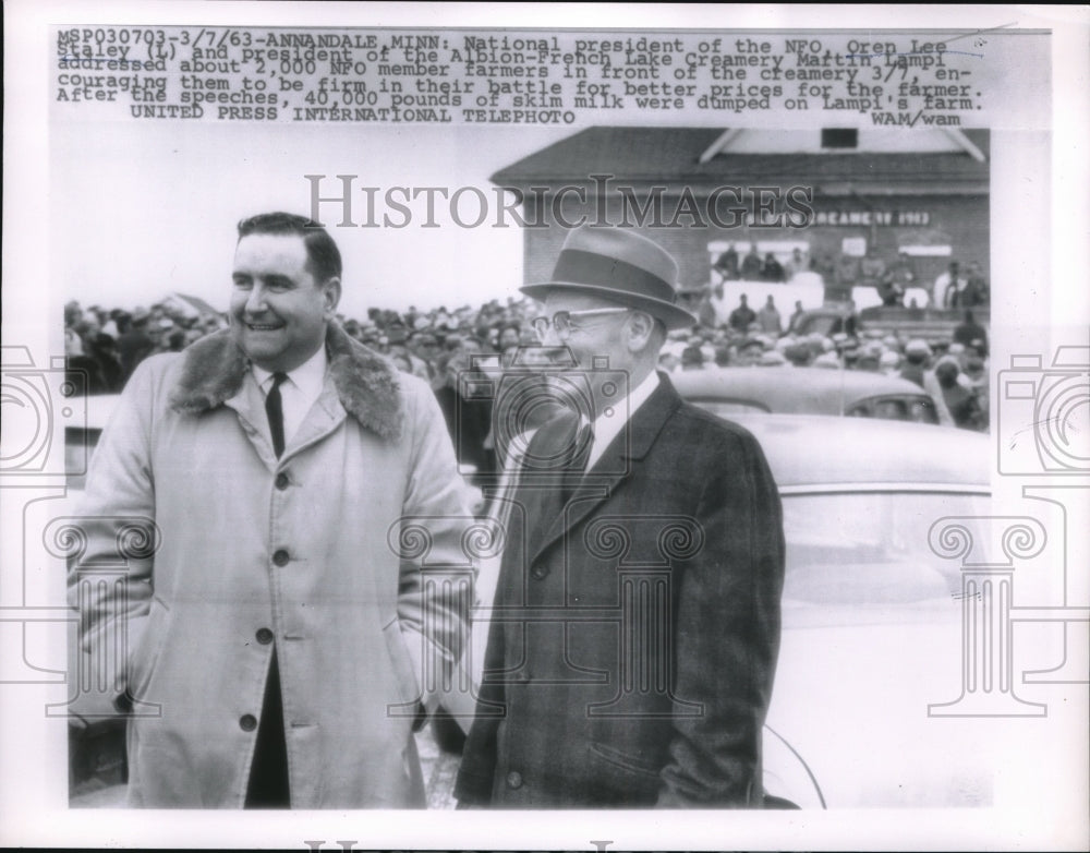 1963 Press Photo Oren Lee Staley and Martin Lampi addressing NFO Committee  - Historic Images