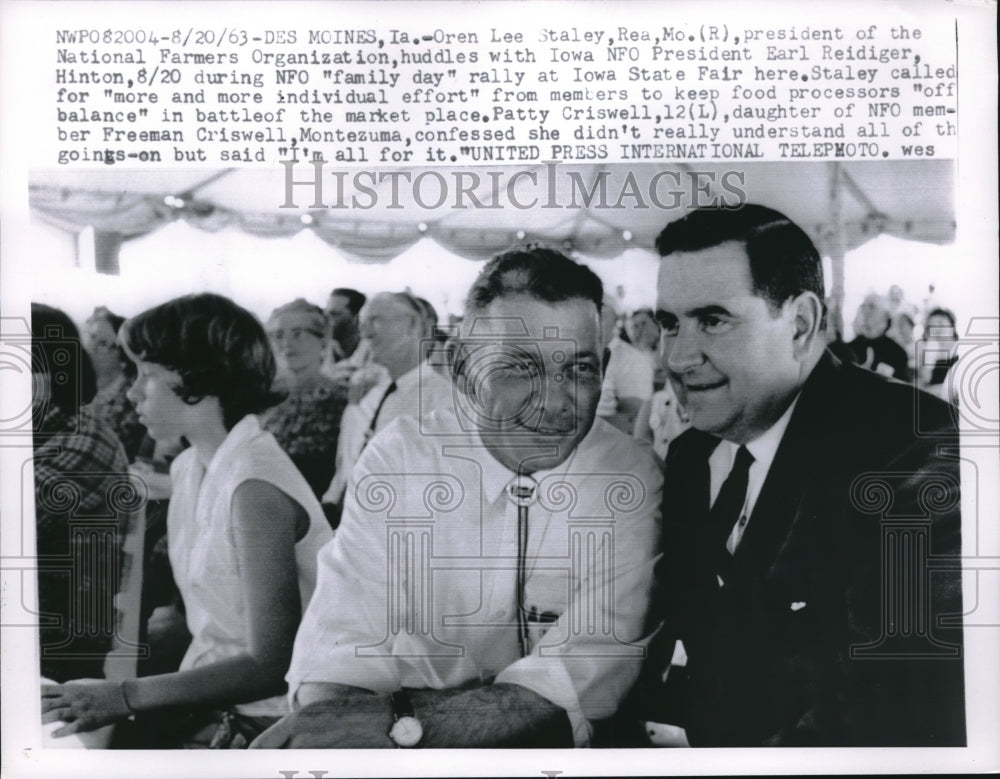 1963 Press Photo Oren Lee Staley and Earl Reidiger at the Iowa State Fair