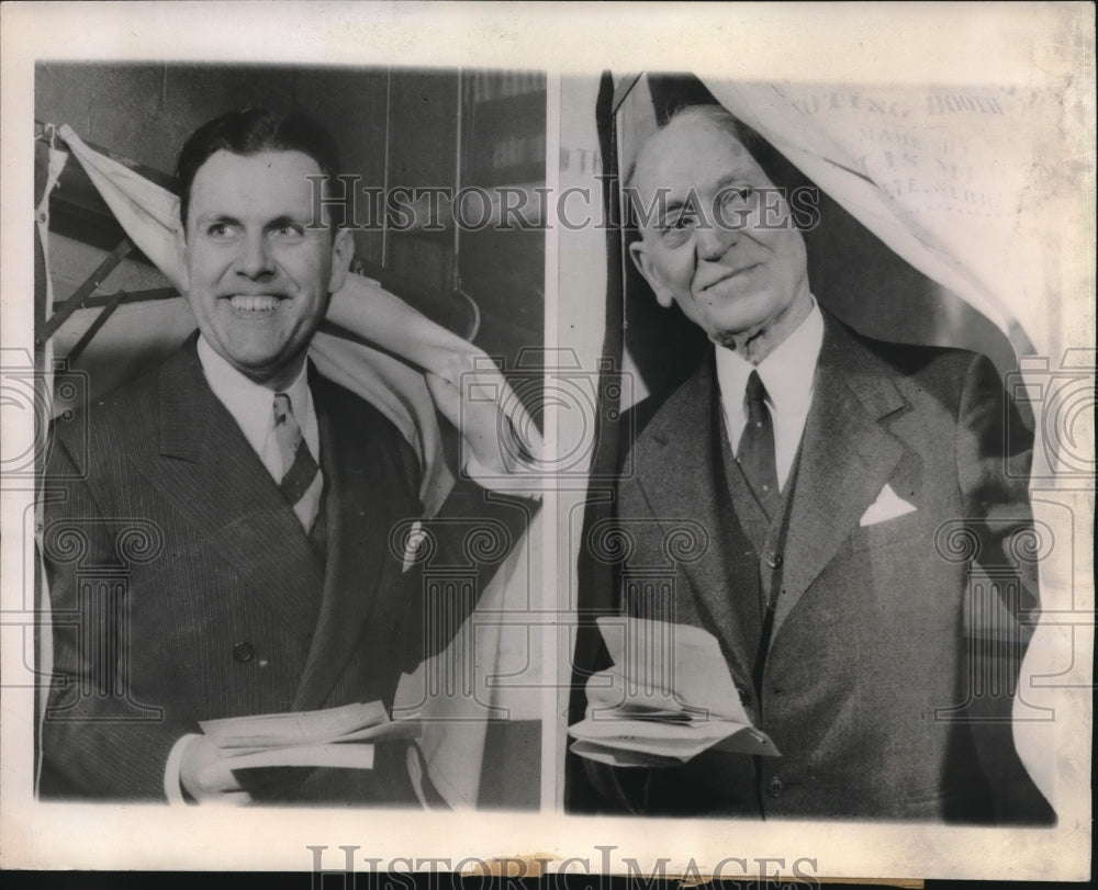 1944 Press Photo John A. Seramur(38) and John L. Bohn(76) candidates for Mayor- Historic Images