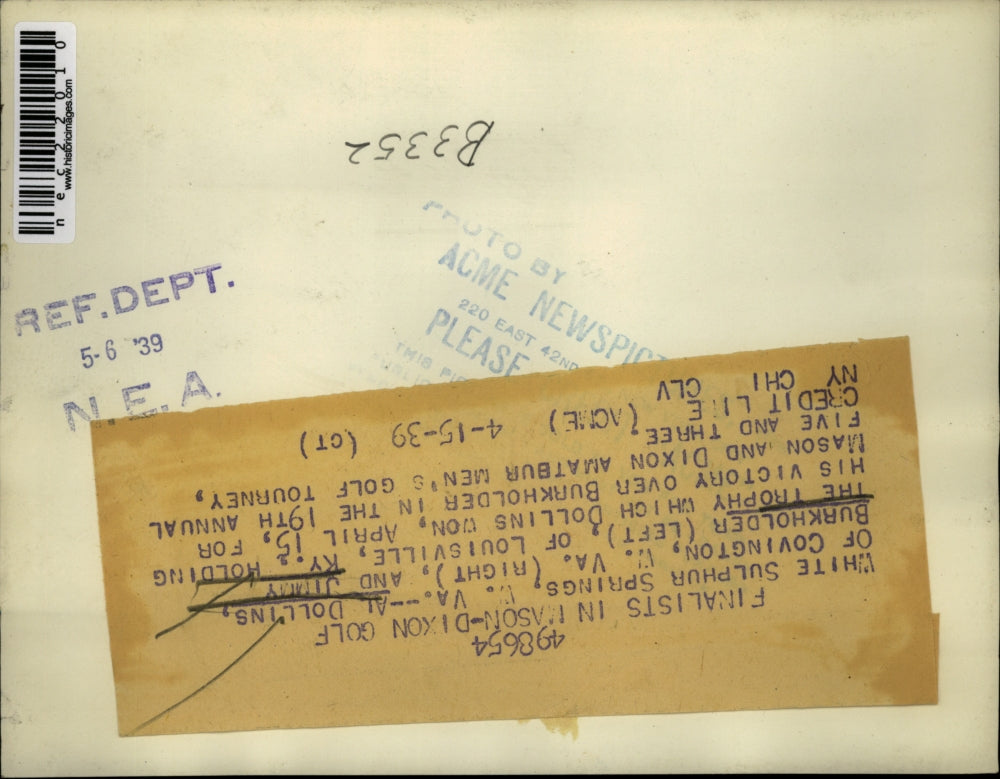 1939 Press Photo Al Dollins & Jimmy Burkholder Hold Trophy Dollins Won