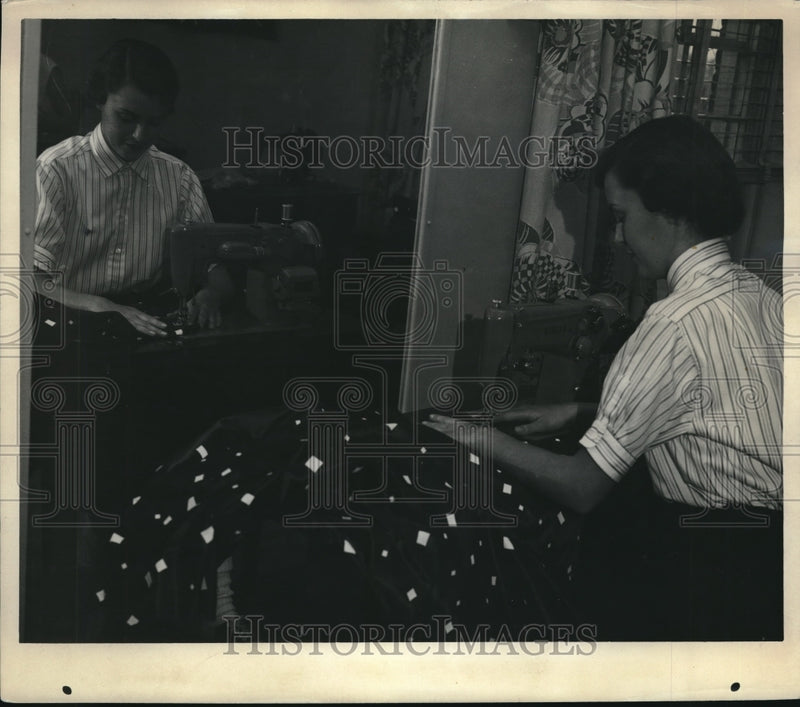 Load image into Gallery viewer, 1955 Press Photo Nancy Atma Sitting At Sewing Machine
