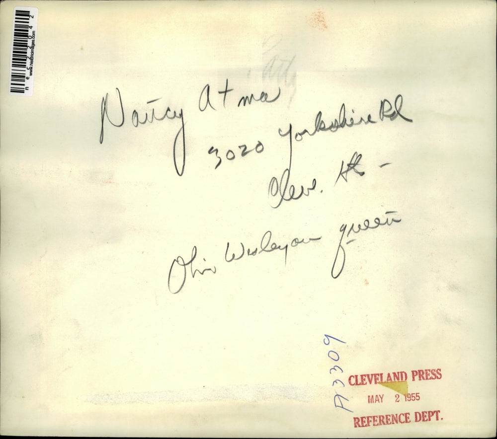 1955 Press Photo Nancy Atma Sitting At Sewing Machine