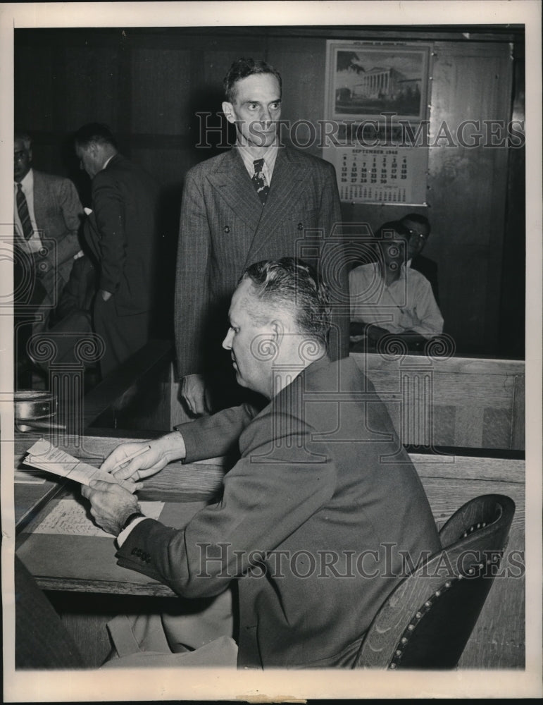 Load image into Gallery viewer, 1948 Press Photo Edmond LeMay Judge T. Wedemeyer
