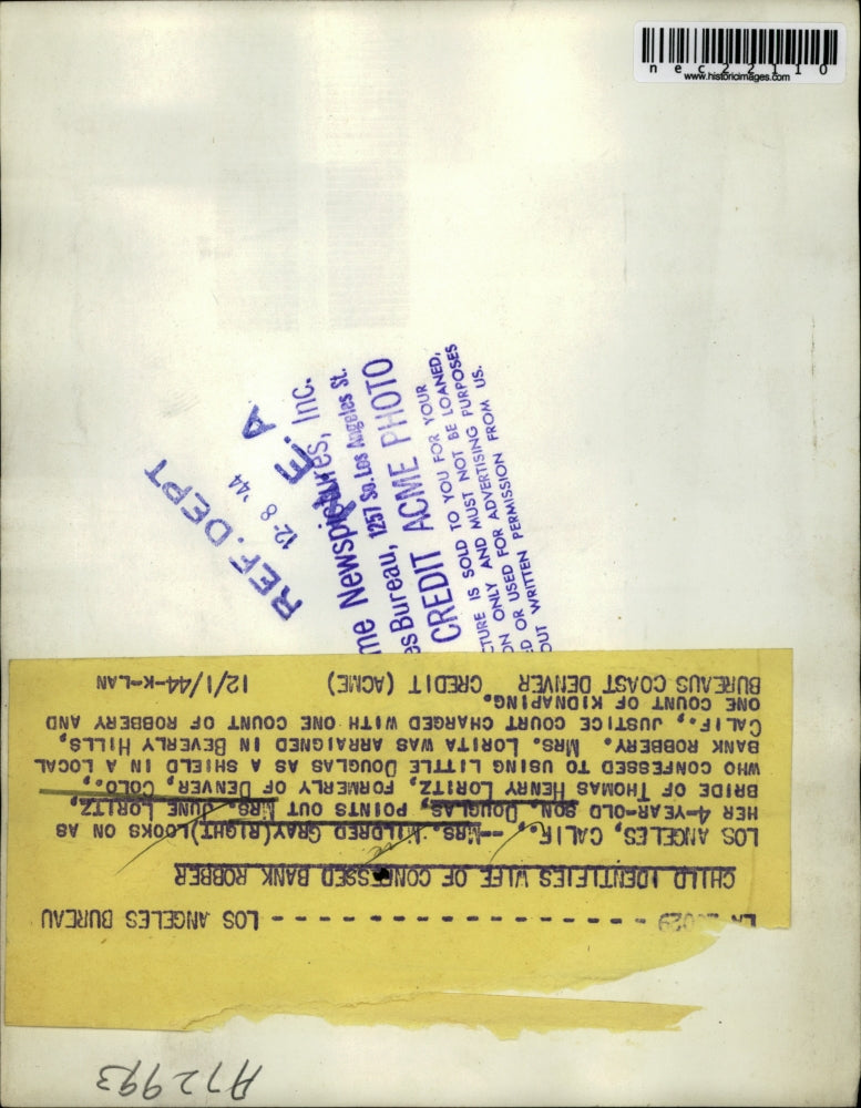 1944 Press Photo Mrs. Mildred Gray Son Douglas Mrs. June Loritz wife of