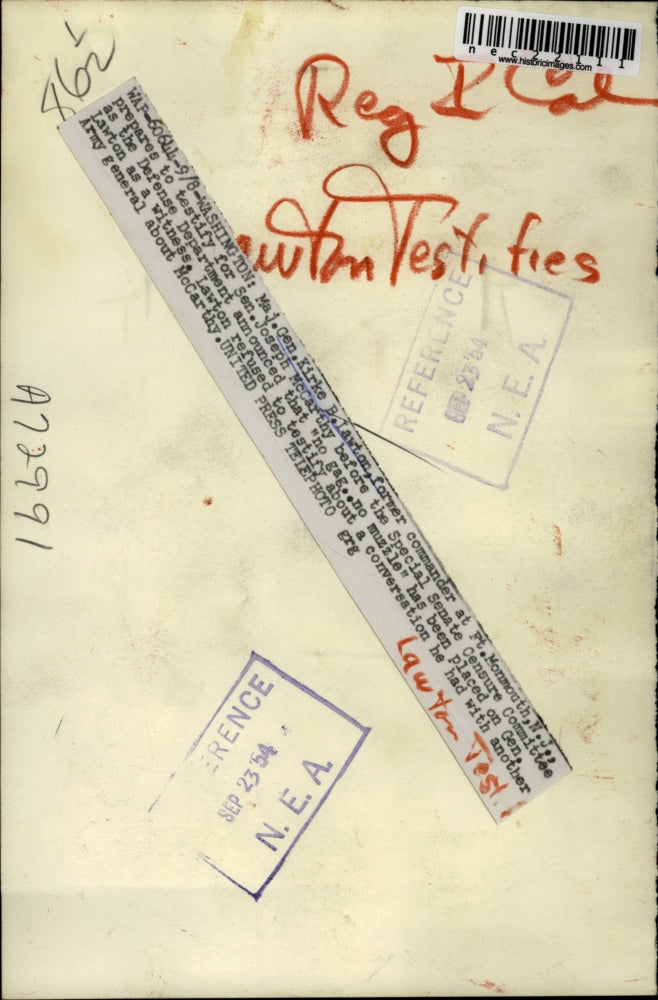 1954 Press Photo Maj. Gen. Kirke B lawton Testify Sen. Joseph McCarthy