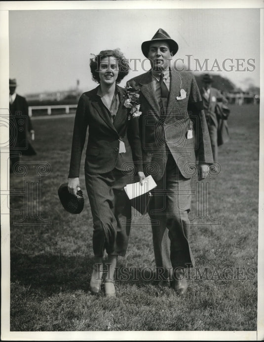 1934 Press Photo Florence Wilder Mr. Howard Foster Rockaway Hunting Club