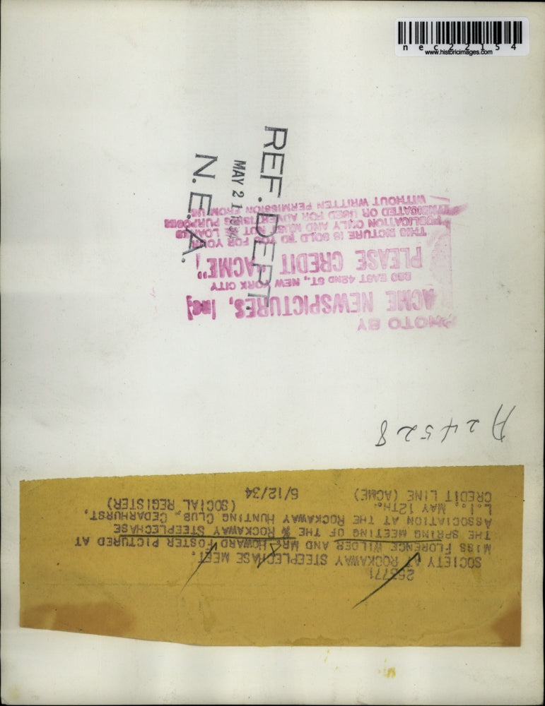 1934 Press Photo Florence Wilder Mr. Howard Foster Rockaway Hunting Club