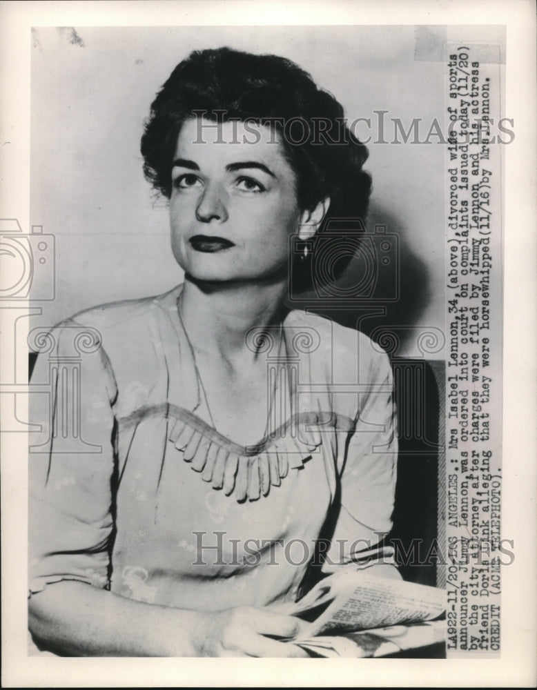 1948 Press Photo Isabel Lennon Divorced Wife Of Sports Announcer Jimmy Lennon