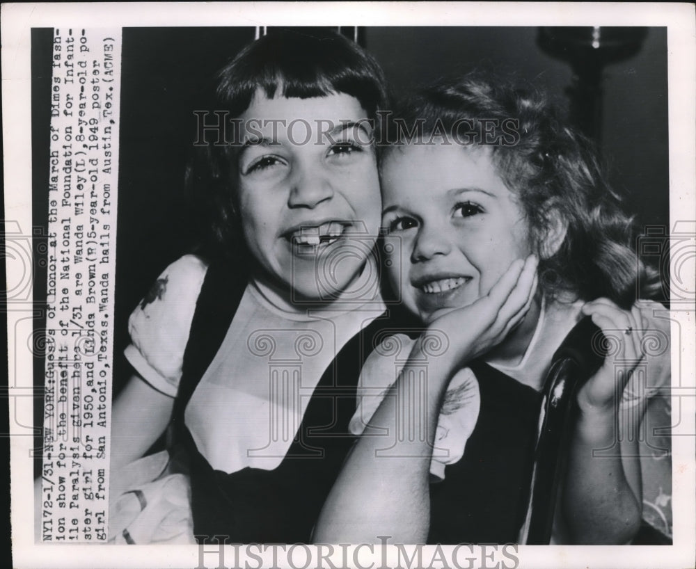 1950 Press Photo March of Dimes Poster Girls Wanda Wiley and Linda Brown