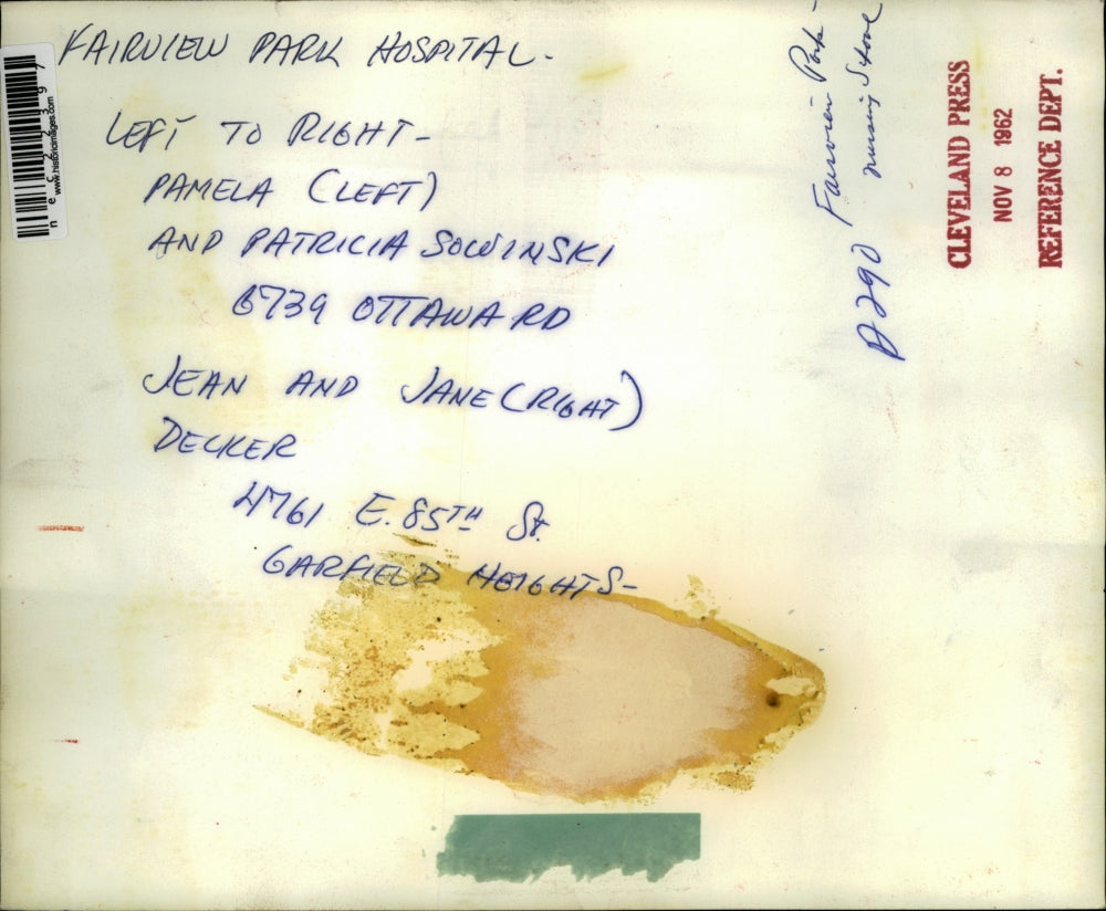 1962 Press Photo Nurse training at Fairview Hospital