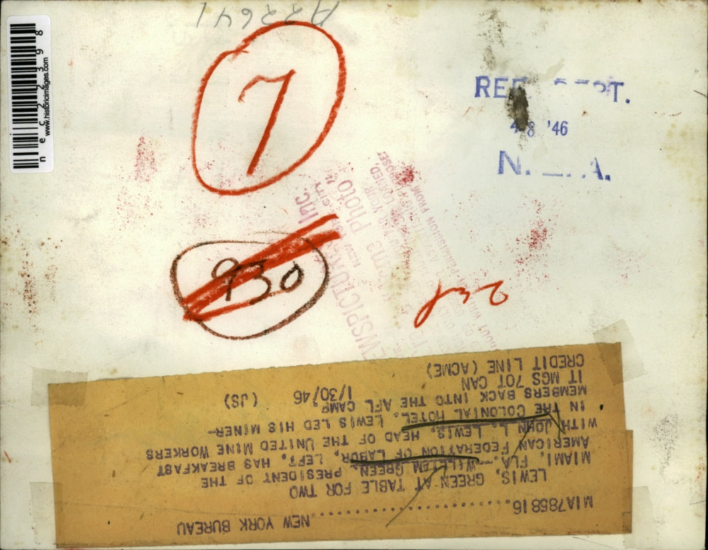 1946 Press Photo William Green and John L. Lewis - labor leaders have breakfast