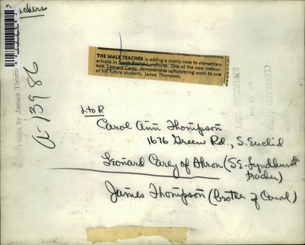 1948 Press Photo New Instructor Leonard Carey at South Euclid Lyndhurst school