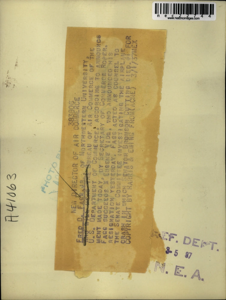 1937 Press Photo New Director of Commerce, Fred D. Fagg, Jr.