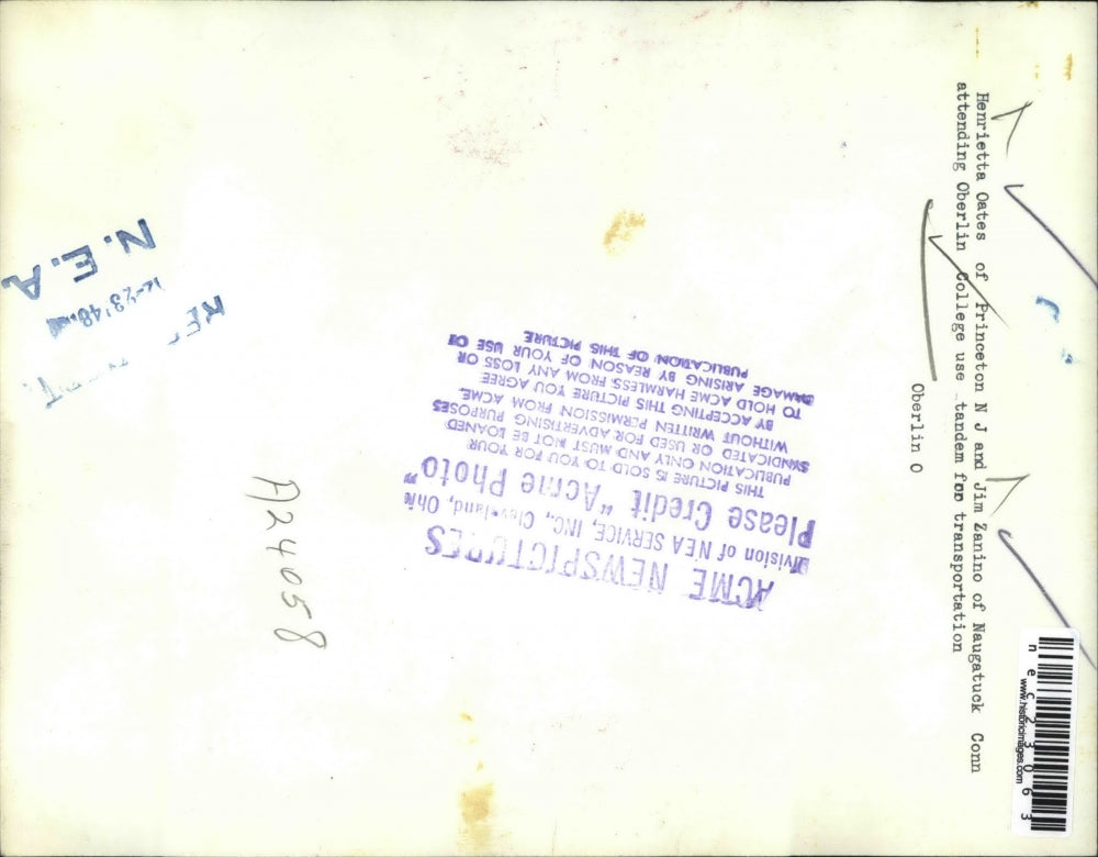 1948 Press Photo Henrietta Oates and Jim Zanino, Attend Oberline College