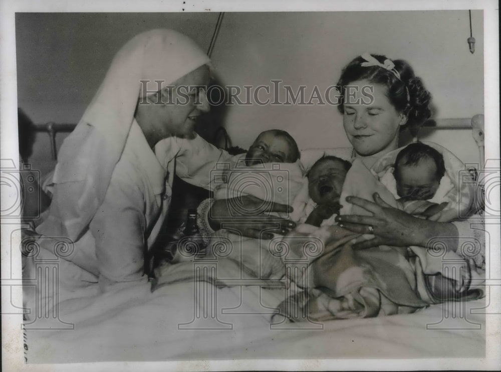 1937 Press Photo 3 Babies with Same Williams Name, Same Time, Same Place