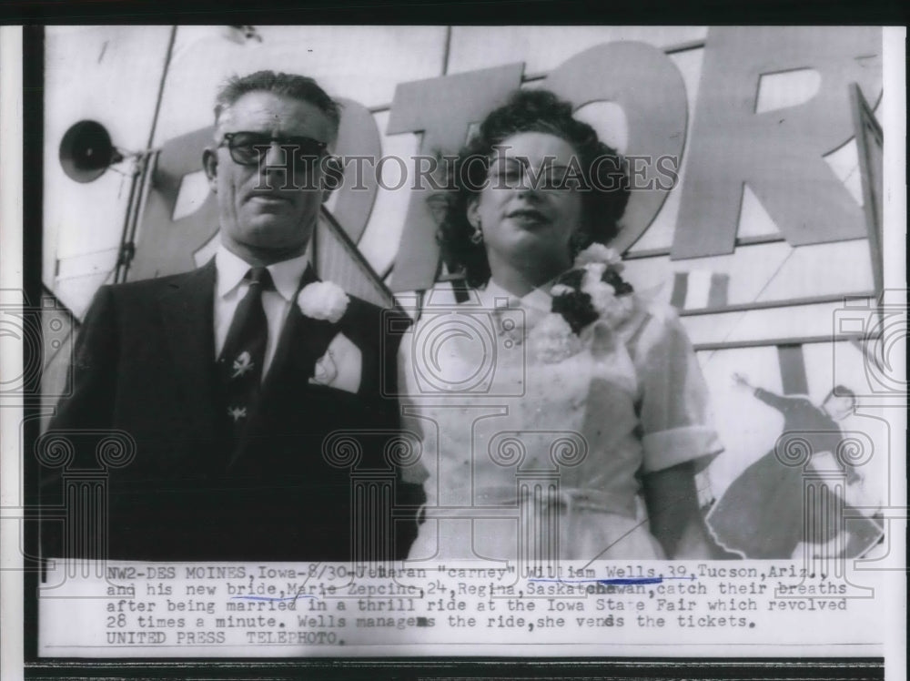 1955 Press Photo Veteran William Wells & Bride Marie Zepcinc of Saskatchawan