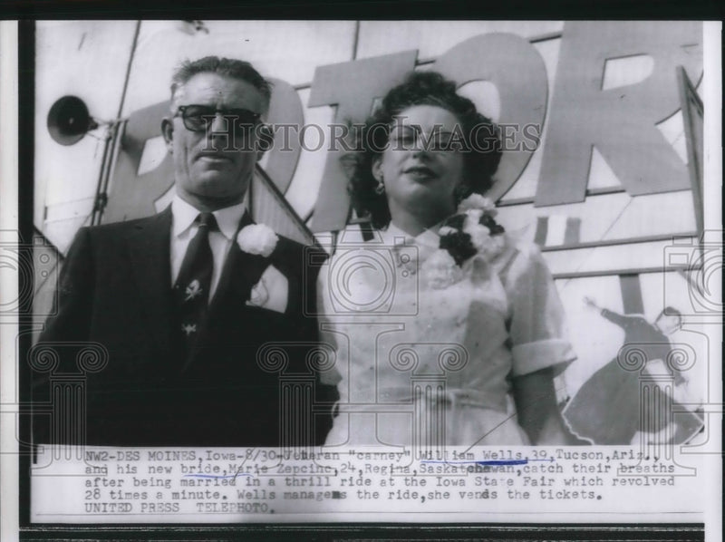 Load image into Gallery viewer, 1955 Press Photo Veteran William Wells &amp; Bride Marie Zepcinc of Saskatchawan
